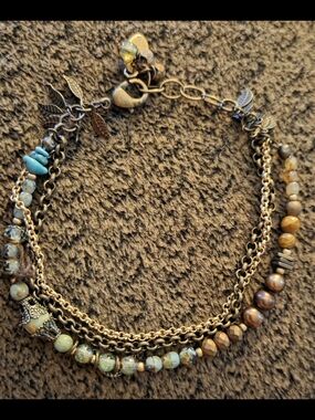 Boho Multi-Strand Turquoise & Brown Beaded Bracelet